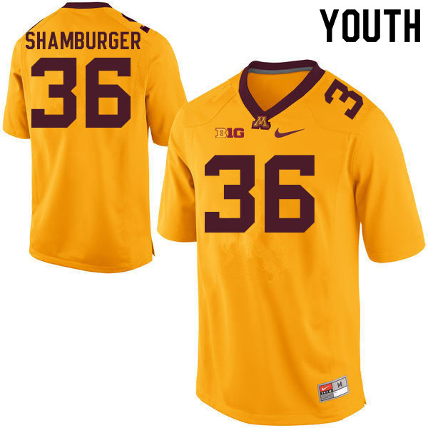 Youth #36 Ryan Shamburger Minnesota Golden Gophers College Football Jerseys Sale-Gold